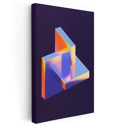 Geometrik Boyutlar - Neon Işıklı 3D Yapı Kanvas Tablo