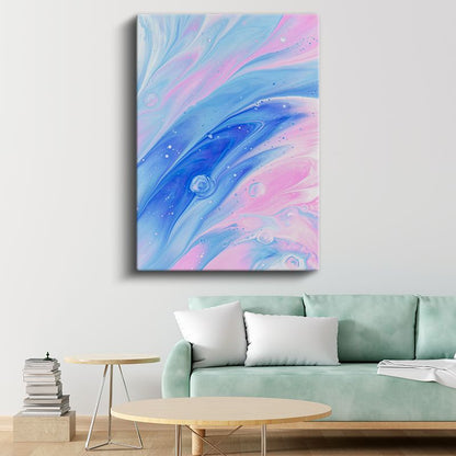 Kozmik Akışkanlık - Pembe Mavi Dalgalı Soyut Kompozisyon Kanvas Tablo