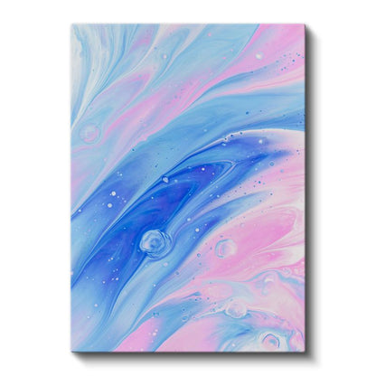 Kozmik Akışkanlık - Pembe Mavi Dalgalı Soyut Kompozisyon Kanvas Tablo