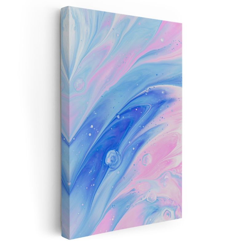 Kozmik Akışkanlık - Pembe Mavi Dalgalı Soyut Kompozisyon Kanvas Tablo