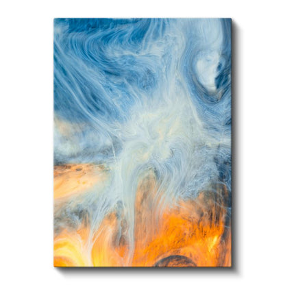Ateş ve Su Dansı - Turuncu Mavi Akışkan Soyut Sanat Kanvas Tablo