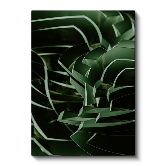 Yeşil Labirent - Keskin Hatlı Geometrik Vektörel Tasarım Kanvas Tablo