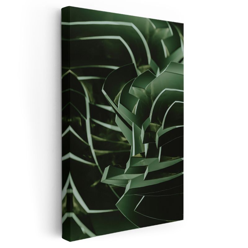 Yeşil Labirent - Keskin Hatlı Geometrik Vektörel Tasarım Kanvas Tablo