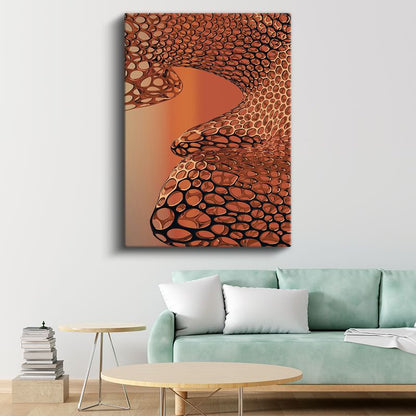 Organik Hücreler - Bakır Tonlarında Akışkan Doku Kanvas Tablo