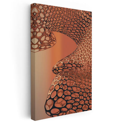 Organik Hücreler - Bakır Tonlarında Akışkan Doku Kanvas Tablo