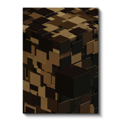 Küp Bileşimi - Kahverengi Tonlarda Geometrik Vektörel Tasarım Kanvas Tablo