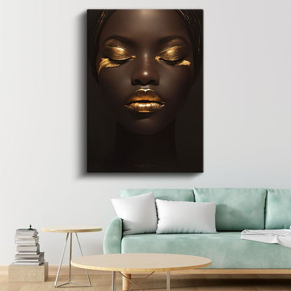 Altın Dokunuş - Lüks Minimalist Portre Kanvas Tablo