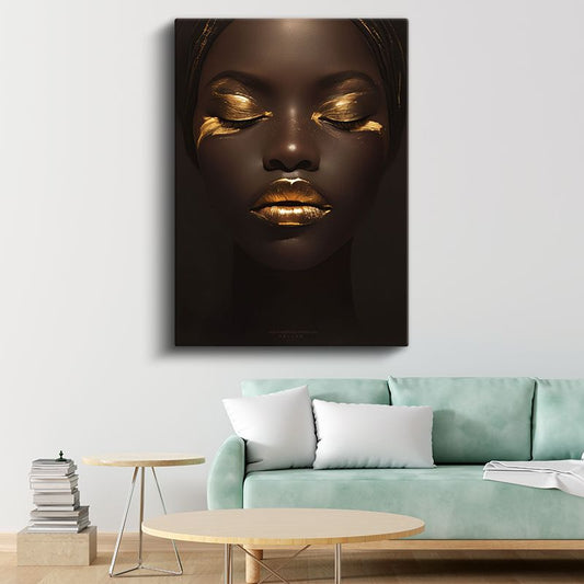 Altın Dokunuş - Lüks Minimalist Portre Kanvas Tablo