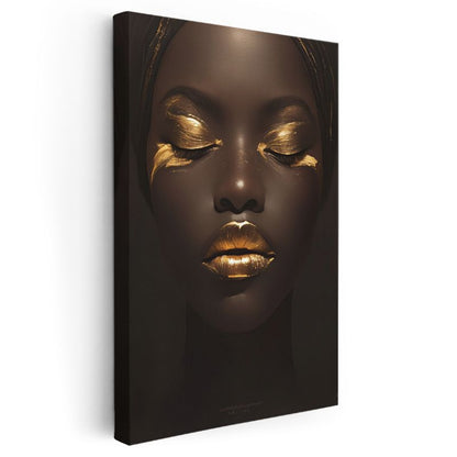 Altın Dokunuş - Lüks Minimalist Portre Kanvas Tablo