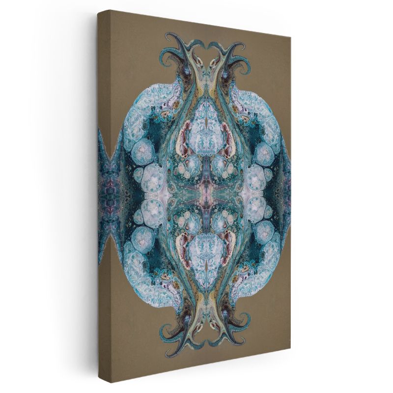 Simetrik Mandala - Turkuaz Tonlarında Mistik Denge Kanvas Tablo