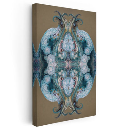 Simetrik Mandala - Turkuaz Tonlarında Mistik Denge Kanvas Tablo