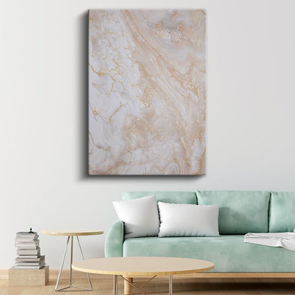 Mermer Akışı - Zarif Bej Tonlarında Sıvı Desen Kanvas Tablo