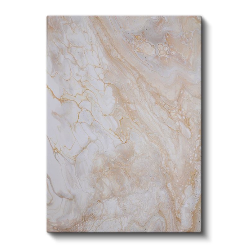 Mermer Akışı - Zarif Bej Tonlarında Sıvı Desen Kanvas Tablo