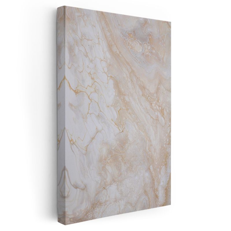 Mermer Akışı - Zarif Bej Tonlarında Sıvı Desen Kanvas Tablo