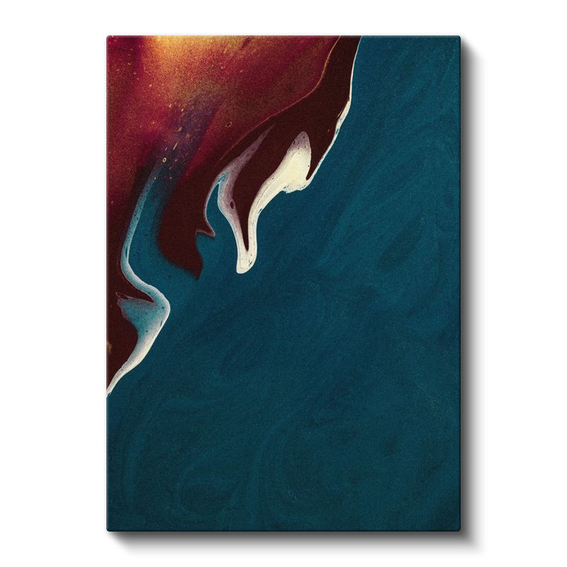 Okyanus Derinliği - Mavi ve Kırmızı Tonlarında Akışkan Kontrast Kanvas Tablo
