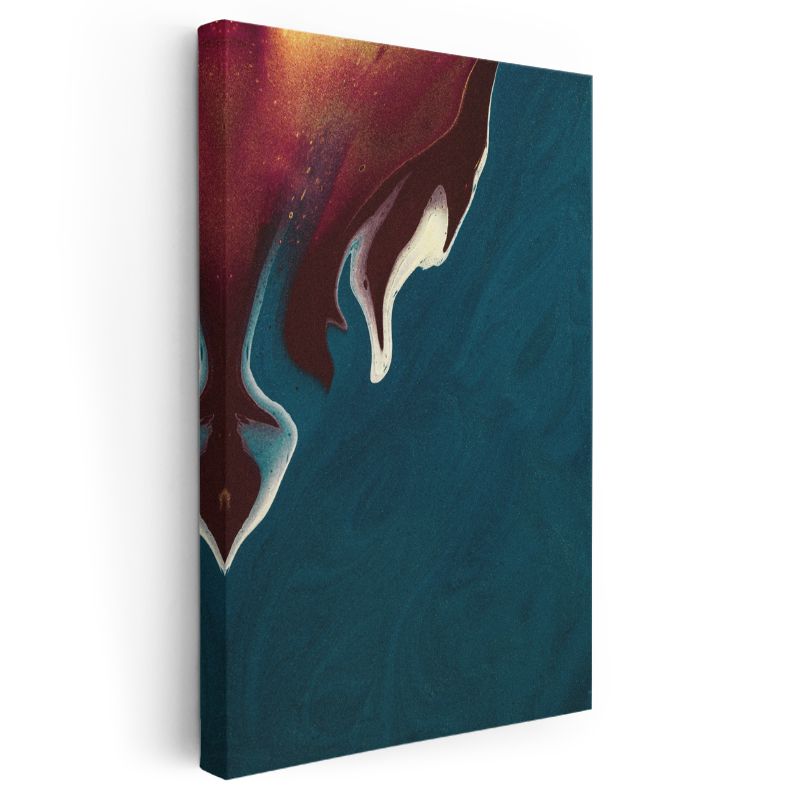 Okyanus Derinliği - Mavi ve Kırmızı Tonlarında Akışkan Kontrast Kanvas Tablo