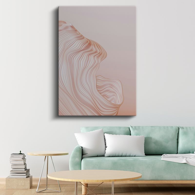 Pembe Dalgalar - İnce Çizgili Minimalist Akış Kanvas Tablo