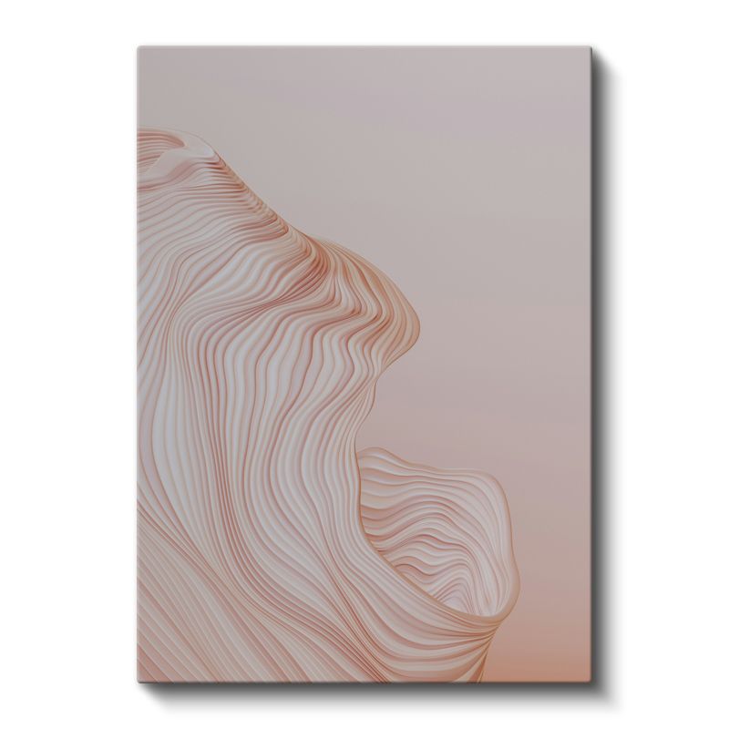 Pembe Dalgalar - İnce Çizgili Minimalist Akış Kanvas Tablo