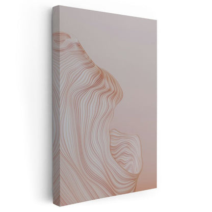 Pembe Dalgalar - İnce Çizgili Minimalist Akış Kanvas Tablo