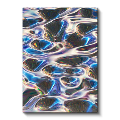 Kristal Yansımalar - Metalik Mavi Tonlarında Holografik Desen Kanvas Tablo