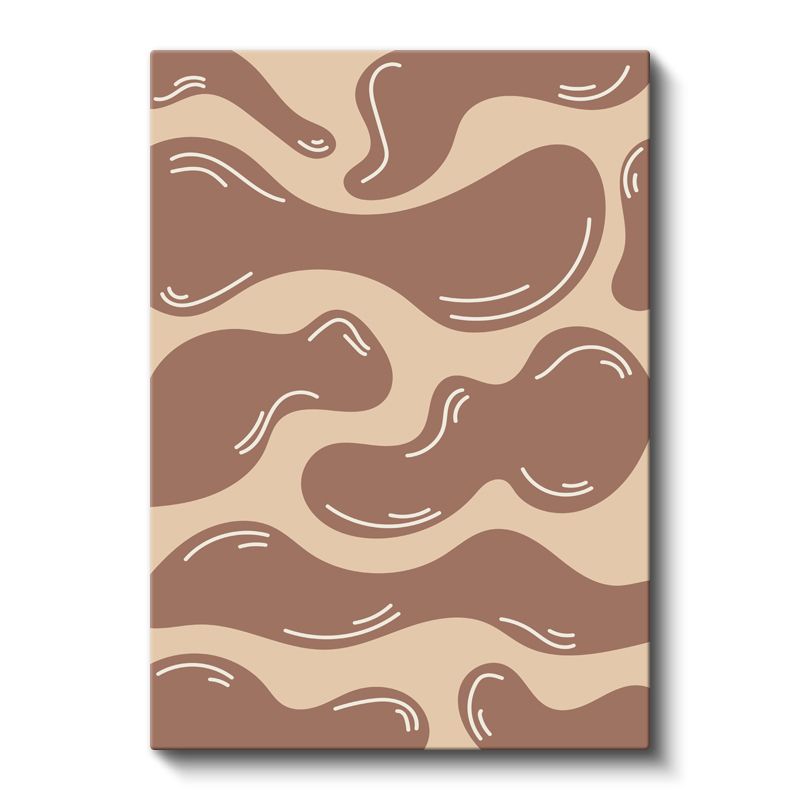 Organik Formlar - Kahverengi Tonlarında Minimalist Dalgalar Kanvas Tablo