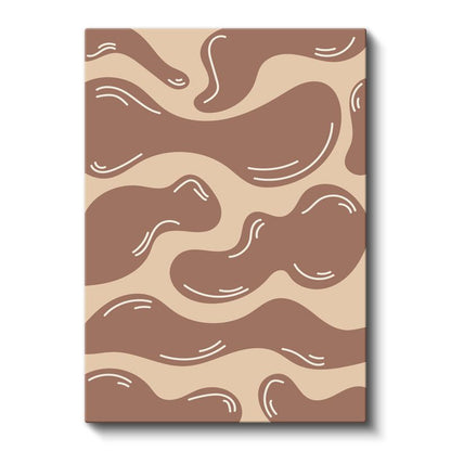 Organik Formlar - Kahverengi Tonlarında Minimalist Dalgalar Kanvas Tablo