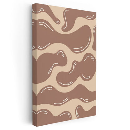 Organik Formlar - Kahverengi Tonlarında Minimalist Dalgalar Kanvas Tablo
