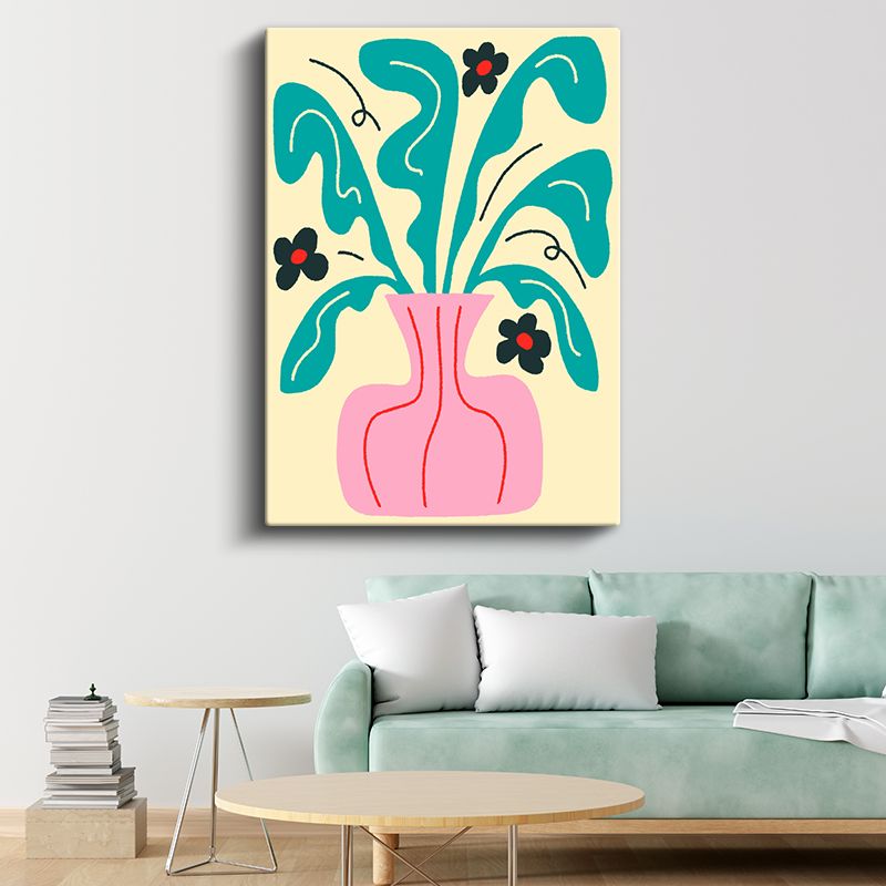 Bahar Esintisi - Modern Vazo ve Dalgalı Formlar Kanvas Tablo