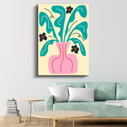 Bahar Esintisi - Modern Vazo ve Dalgalı Formlar Kanvas Tablo