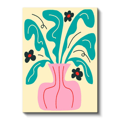 Bahar Esintisi - Modern Vazo ve Dalgalı Formlar Kanvas Tablo