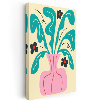 Bahar Esintisi - Modern Vazo ve Dalgalı Formlar Kanvas Tablo