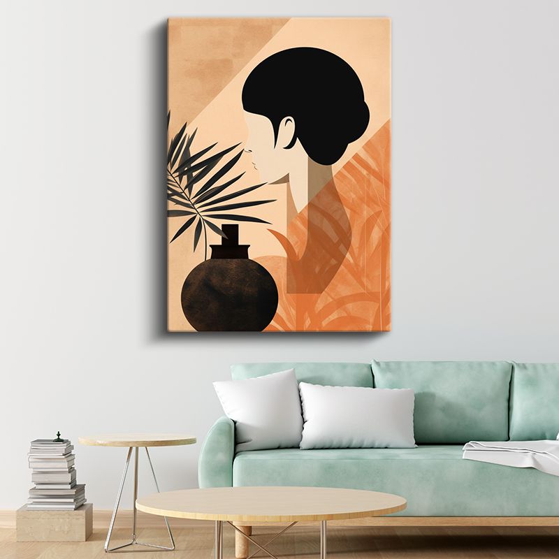 Modern Silüet - Minimalist Portre ve Vazo Kanvas Tablo