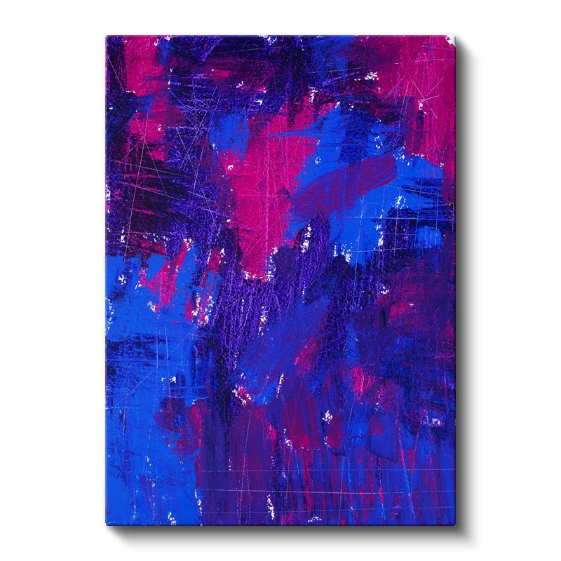 Duygu Patlaması - Mavi Pembe Soyut Fırça Darbeleri Kanvas Tablo