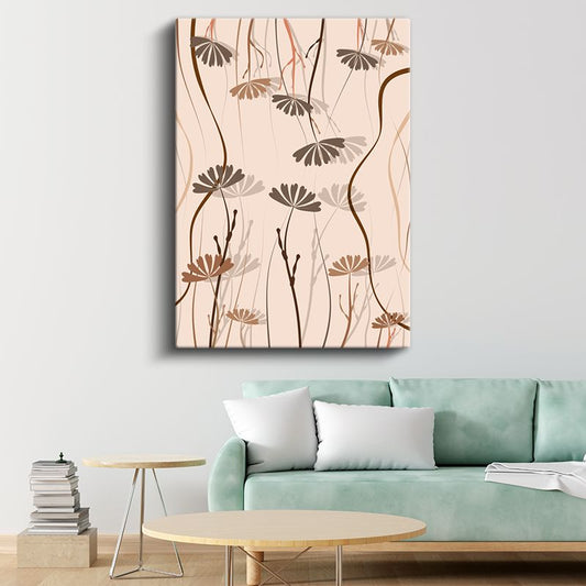 Zarif Dallar - İnce Çizgili Çiçek Desenleri Kanvas Tablo