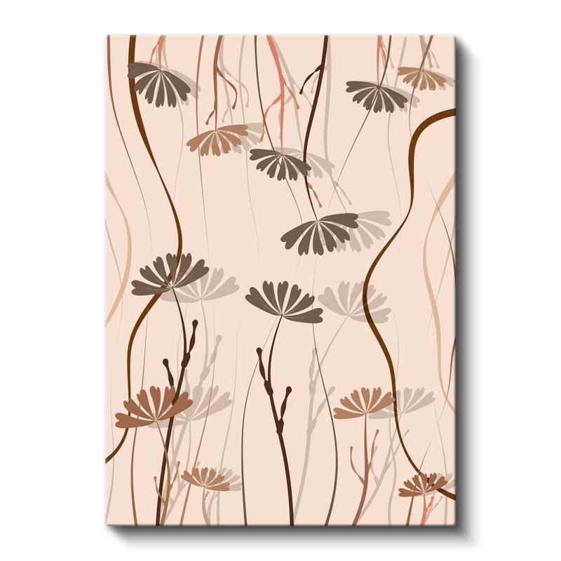 Zarif Dallar - İnce Çizgili Çiçek Desenleri Kanvas Tablo