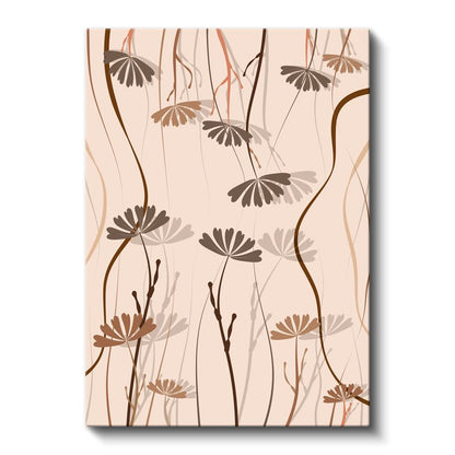 Zarif Dallar - İnce Çizgili Çiçek Desenleri Kanvas Tablo
