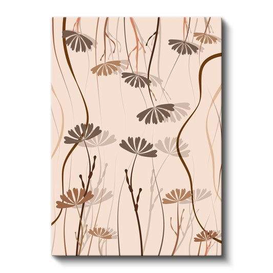 Zarif Dallar - İnce Çizgili Çiçek Desenleri Kanvas Tablo