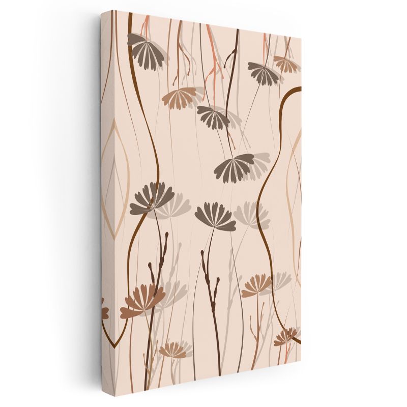 Zarif Dallar - İnce Çizgili Çiçek Desenleri Kanvas Tablo