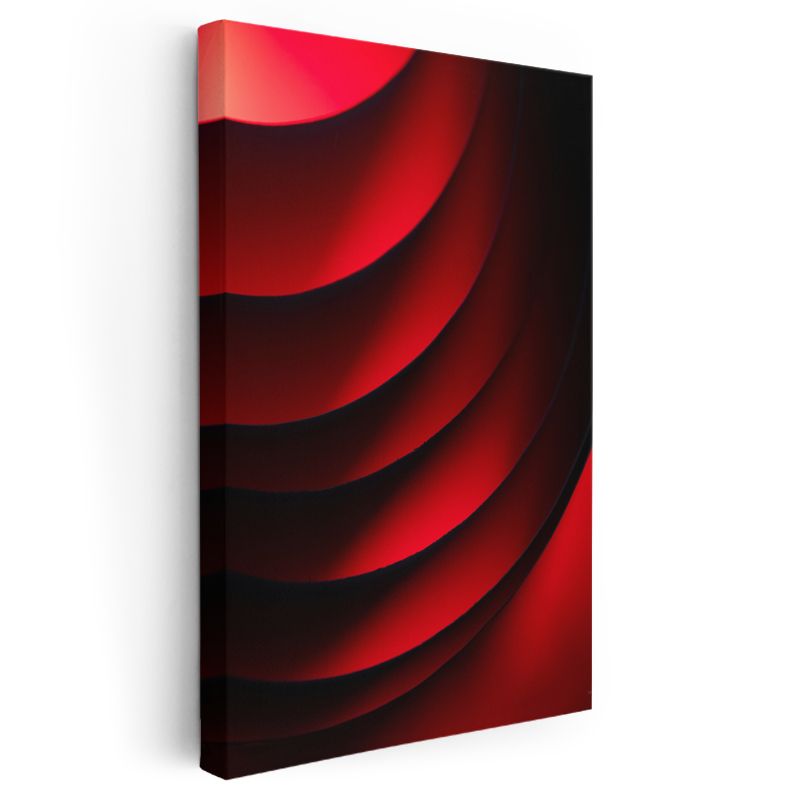 Kırmızı Dalgalar - Katmanlı Minimalist Çizgiler Kanvas Tablo