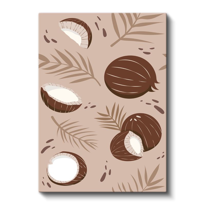 Tropikal Harmoni - Hindistan Cevizi ve Yapraklar Kanvas Tablo