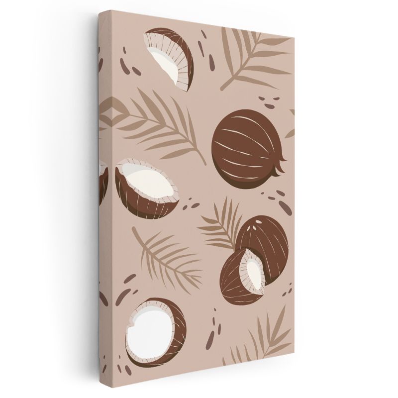 Tropikal Harmoni - Hindistan Cevizi ve Yapraklar Kanvas Tablo