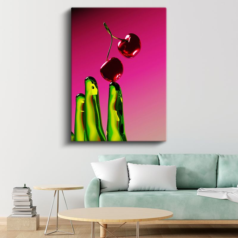 Kiraz Soyutlaması - Canlı Kontrast Kompozisyonu Kanvas Tablo