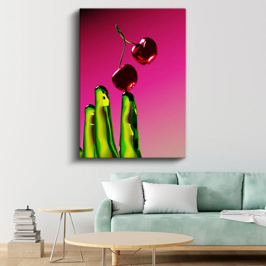 Kiraz Soyutlaması - Canlı Kontrast Kompozisyonu Kanvas Tablo