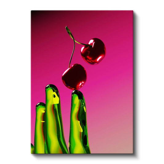 Kiraz Soyutlaması - Canlı Kontrast Kompozisyonu Kanvas Tablo