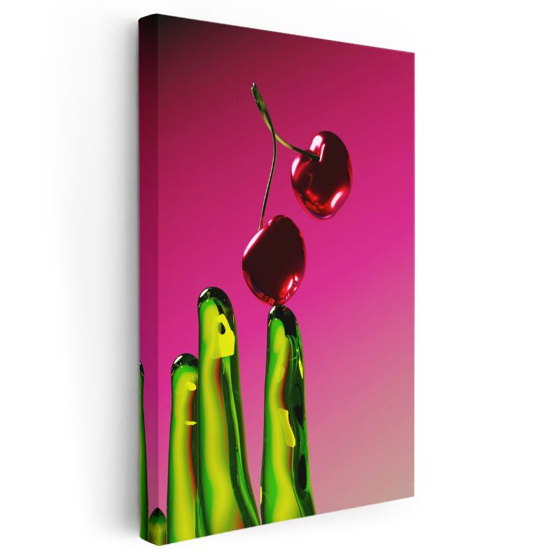 Kiraz Soyutlaması - Canlı Kontrast Kompozisyonu Kanvas Tablo