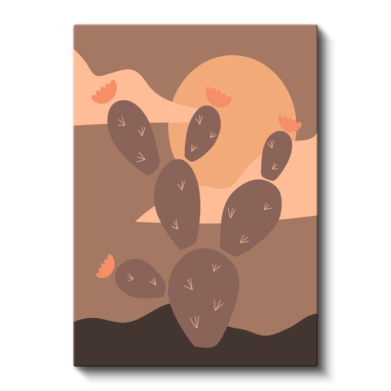 Çöl Kaktüsü - Toprak Tonlarında Minimalist Doğa Kanvas Tablo