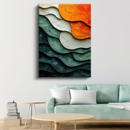 Katmanlı Dalgalar - Tekstürlü Okyanus Soyutlaması Kanvas Tablo
