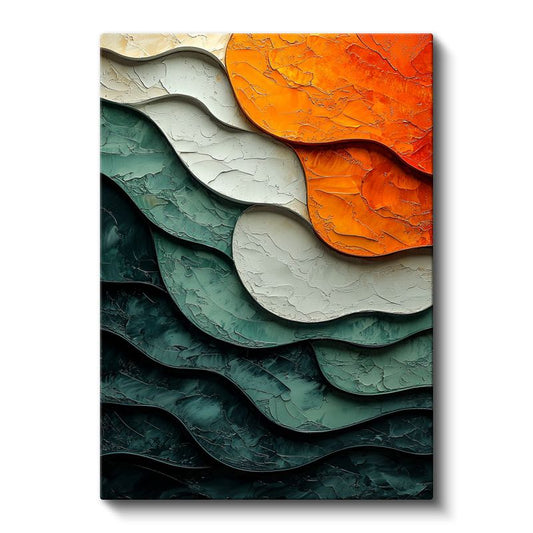 Katmanlı Dalgalar - Tekstürlü Okyanus Soyutlaması Kanvas Tablo