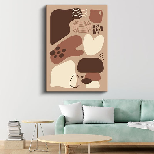Organik Formlar - Kahverengi Tonlarda Minimalist Kompozisyon Kanvas Tablo