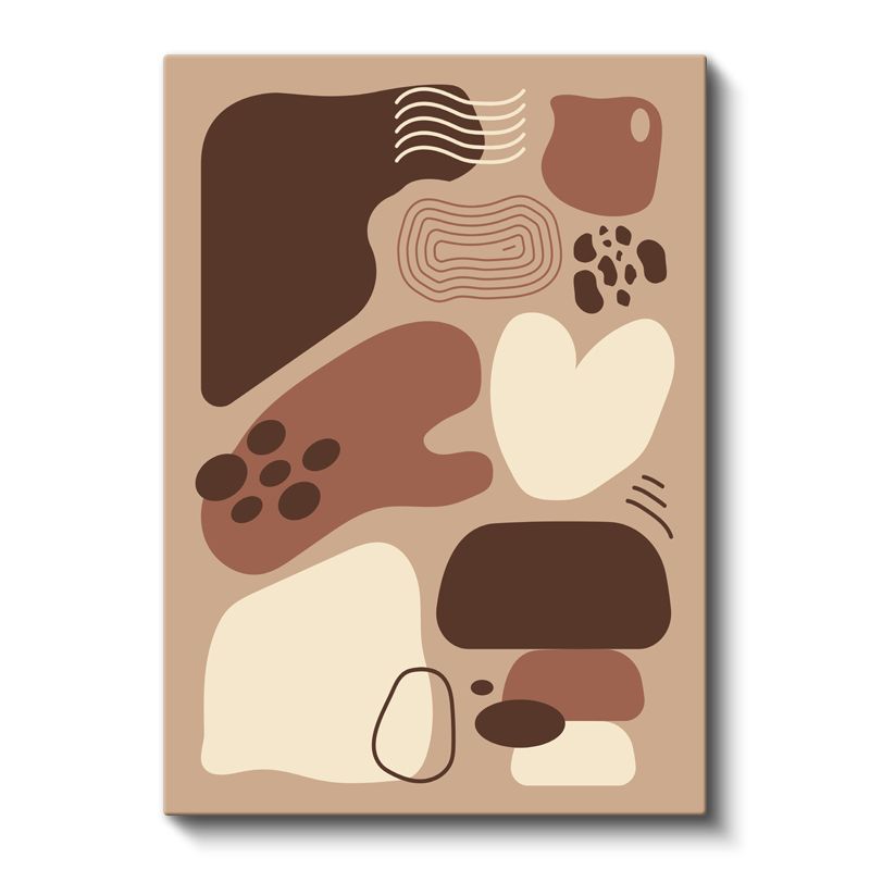 Organik Formlar - Kahverengi Tonlarda Minimalist Kompozisyon Kanvas Tablo